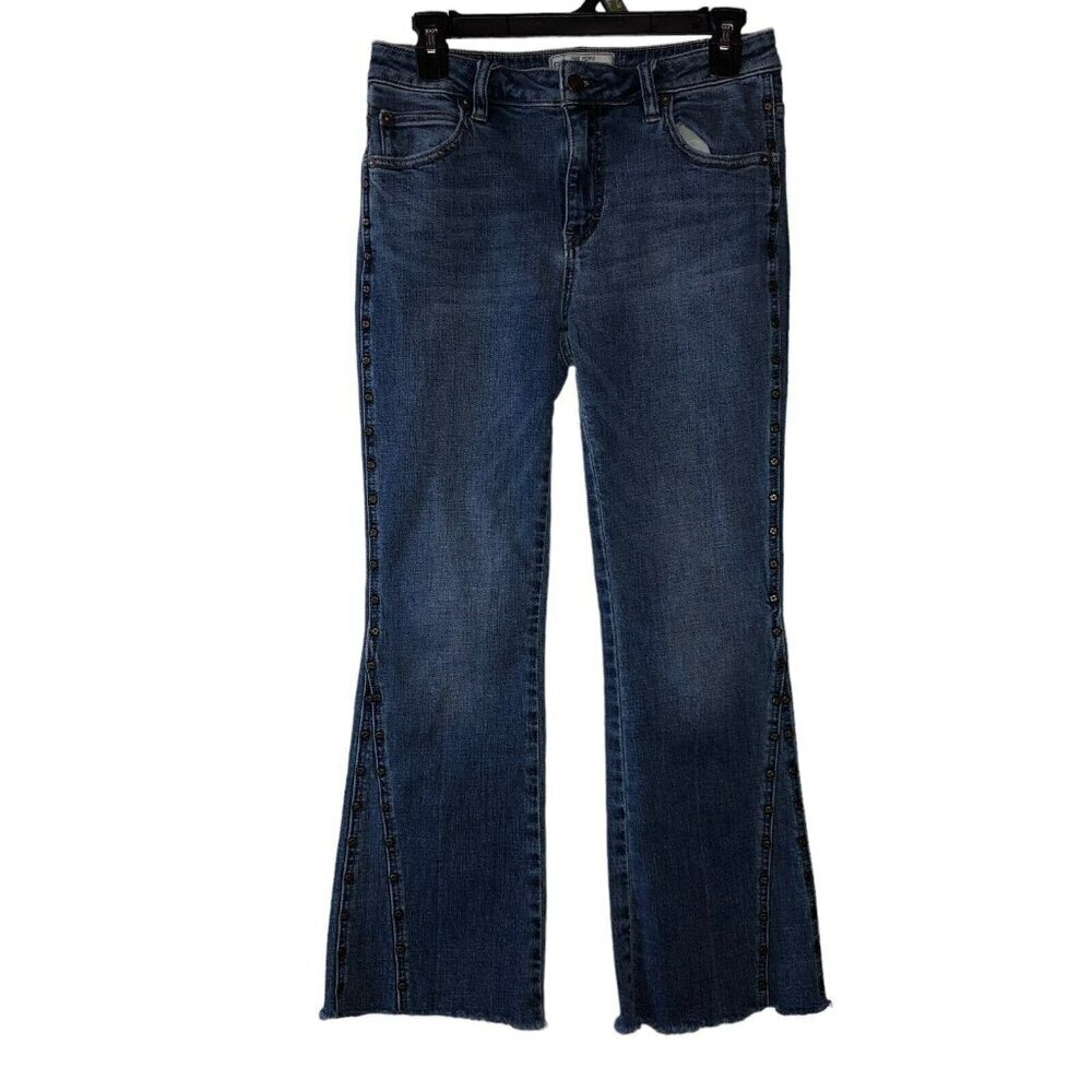 Free People Womens Size W 27 Medium Wash Boot Cut Pockets Raw Hem Denim Jeans